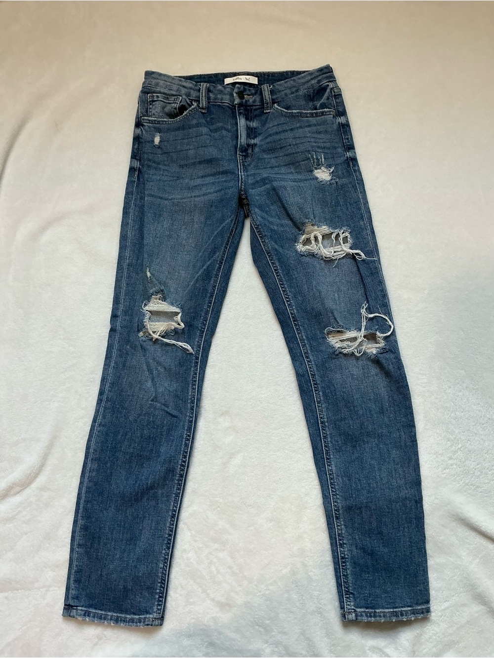 Boyfriend Distressed Dark Blue Denim Jeans